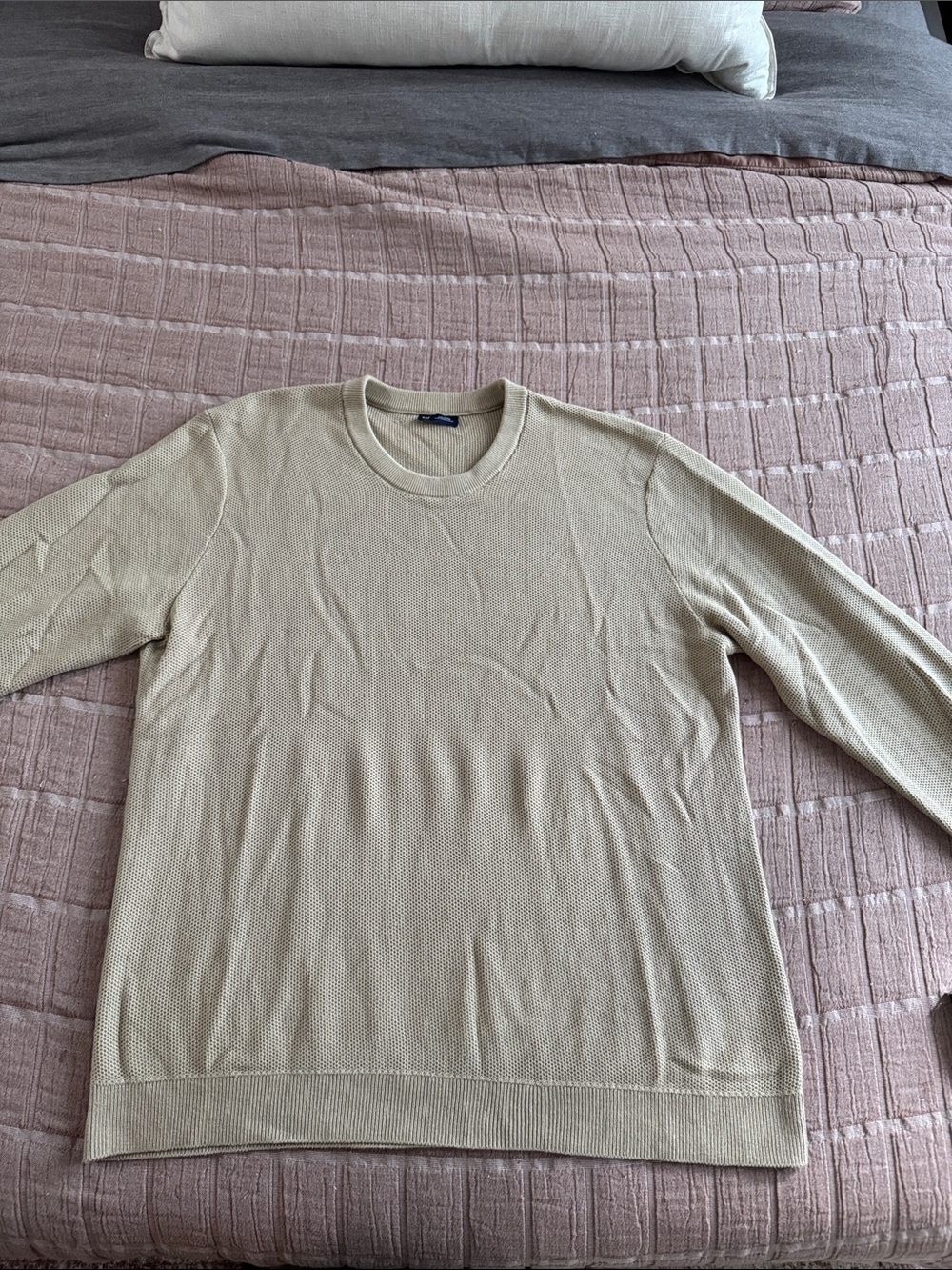 Men’s XXL 100% Cotton Textured Knit Sweater in Light Camel